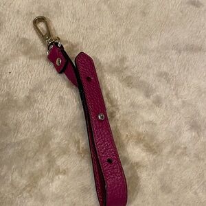 Pink Key Fob and Card Holder with Textured Fabric and Metal Clip